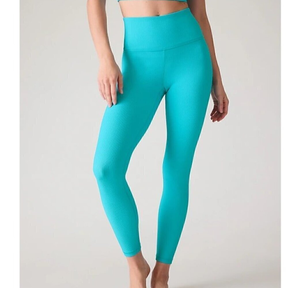 NWT Athleta Elation Rib Tight 27"- L Bora Bora Blue